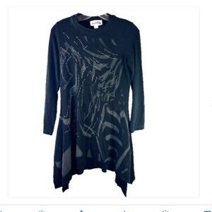 Joseph Ribkoff Black Tunic 6 womans black grey bling lagonlook boho art to wear